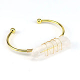Copper Wire Wrap Crystal Bracelet Open Cuff Bangle