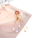 Copper Wire Wrap Rock Crystal Gravel Sun Catcher Lamp Stand