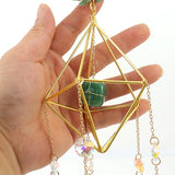 Copper Wire Wrap Rock Crystal Gravel Sun Catcher Lamp Stand