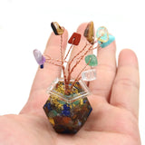 Copper Wire Wrap Tree of Life Pendant with Rainbow Stone and Resin