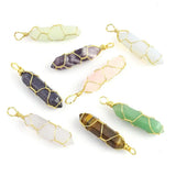 Copper Wire Wrapped Hexagonal Pendant Charm Brass Wire Wrapped