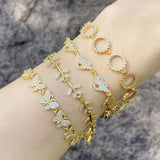 Copper Zircon Angel Wings Bracelets for Women Plated Heart Butterfly