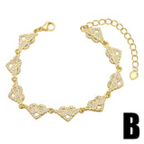 Copper Zircon Angel Wings Bracelets for Women Plated Heart Butterfly