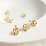 Copper Zircon Crystal Crown Charms Pendants DIY Jewelry Findings