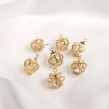 Copper Zircon Crystal Crown Charms Pendants DIY Jewelry Findings