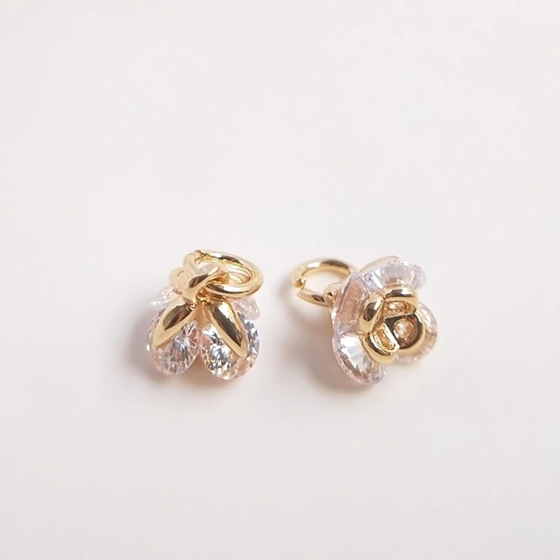Copper Zircon Crystal Rose Charms Smart Pendants DIY Jewelry Findings