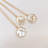 Copper Zircon Zodiac Pendant Charms for DIY Jewelry Making