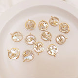 Copper Zircon Zodiac Pendant Charms for DIY Jewelry Making