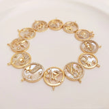 Copper Zircon Zodiac Pendant Charms for DIY Jewelry Making