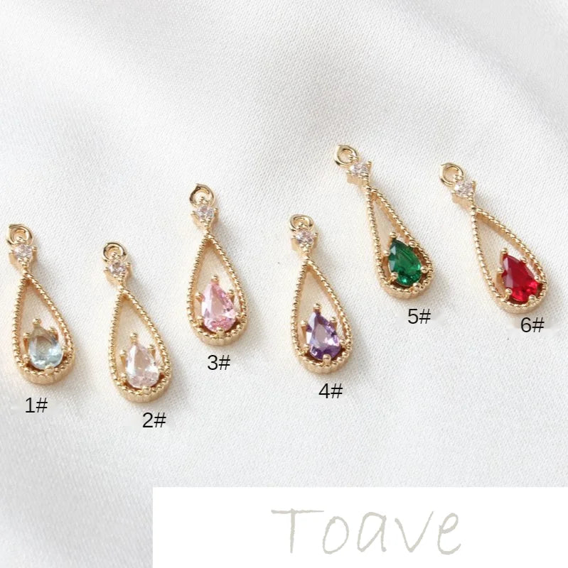 Copper Water Drop Zircon Pendant DIY Earrings Bracelet Necklace