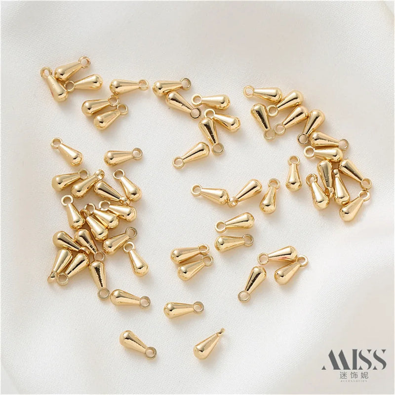 14K Gold-Plated Teardrop Pendant Clock Accessory DIY Chain Earrings