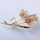 Copper Zircon Tulip Brooch Wedding Jewelry