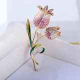 Copper Zircon Tulip Brooch Wedding Jewelry