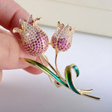 Copper Zircon Tulip Brooch Wedding Jewelry