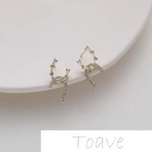 Copper Inlaid Zircon Earrings Pendant Hand-Made Accessories