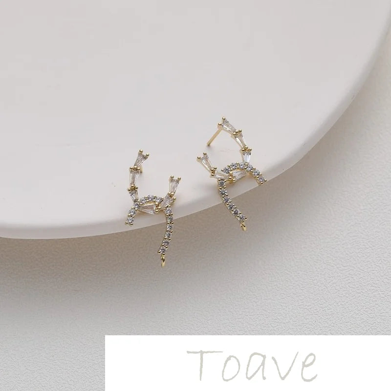 Copper Inlaid Zircon Earrings Pendant Hand-Made Accessories