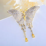 Copper Inlaid Zircon Heavy Industry Tassel Butterfly Brooch