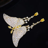 Copper Inlaid Zircon Heavy Industry Tassel Butterfly Brooch