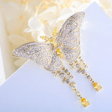 Copper Inlaid Zircon Heavy Industry Tassel Butterfly Brooch