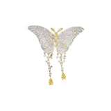 Copper Inlaid Zircon Heavy Industry Tassel Butterfly Brooch