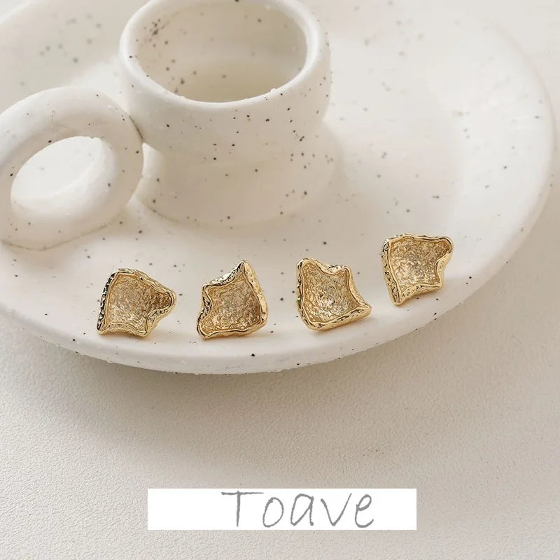 Gold-Plated Copper Concave Earrings DIY Hand-Made Accessories
