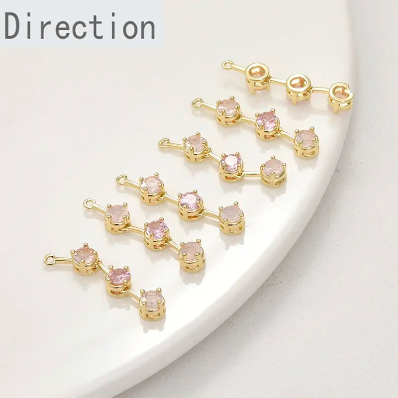Copper-Plated 14K Zircon Pendant for DIY Bracelet Necklace Earrings