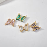 Copper Plated 14K Crystal Zircon Butterfly Pendant DIY Earring Necklace 2pcs