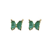 Copper Plated 14K Crystal Zircon Butterfly Pendant DIY Earring Necklace 2pcs