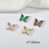 Copper Plated 14K Crystal Zircon Butterfly Pendant DIY Earring Necklace 2pcs