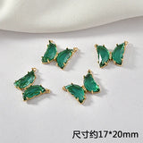 Copper Plated 14K Crystal Zircon Butterfly Pendant DIY Earring Necklace 2pcs