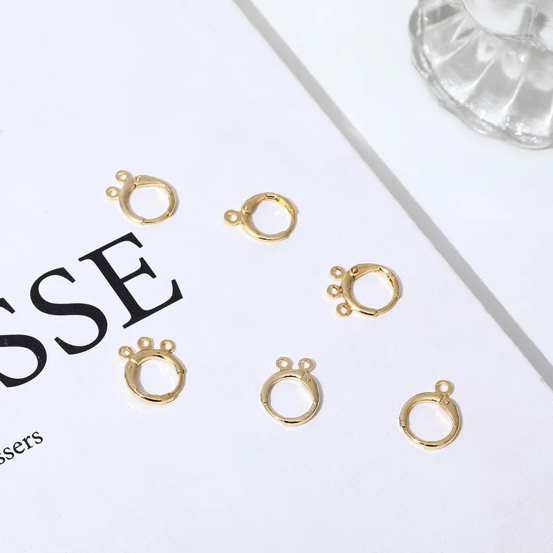 14K Copper Plated Circular Single Hole Ear Hook DIY Jewelry Earrings