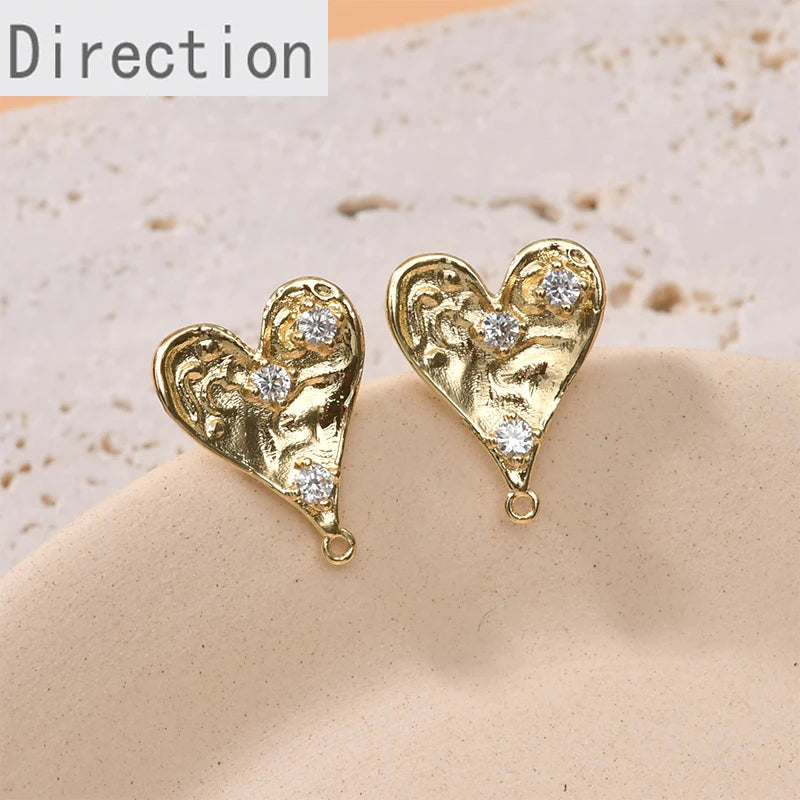 14K Copper-Plated Zircon Love Earrings