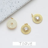 Copper Plated 14K Round Bump Face Zirconium Tag Retro Necklace Pendant