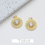 Copper Plated 14K Round Bump Face Zirconium Tag Retro Necklace Pendant
