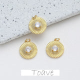 Copper Plated 14K Round Bump Face Zirconium Tag Retro Necklace Pendant