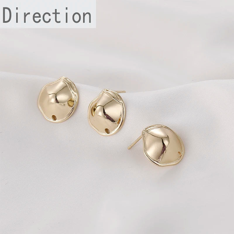 Copper-plated 14k Round Silver Needle Earrings