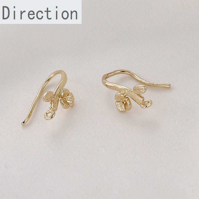Copper 14k Gold-Plated Flowers Branches Ear Hook Earrings