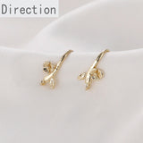 Copper 14k Gold-Plated Flowers Branches Ear Hook Earrings