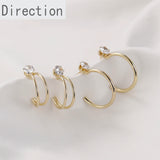 Copper-Plated C-Shaped Double-Layer Diamond Earrings DIY Ear Hook