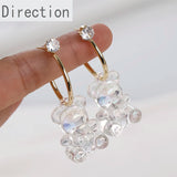 Copper-Plated C-Shaped Double-Layer Diamond Earrings DIY Ear Hook