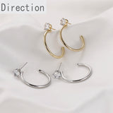 Copper-Plated C-Shaped Double-Layer Diamond Earrings DIY Ear Hook