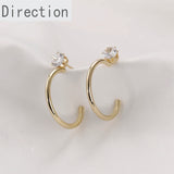 Copper-Plated C-Shaped Double-Layer Diamond Earrings DIY Ear Hook