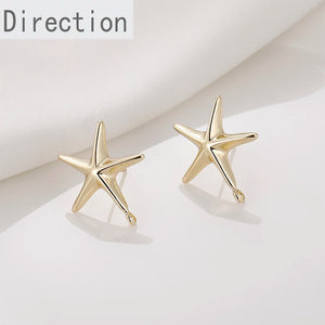 Marine Starfish Earrings 14k Copper-Plated Silver Needle DIY Jewelry