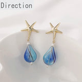 Marine Starfish Earrings 14k Copper-Plated Silver Needle DIY Jewelry