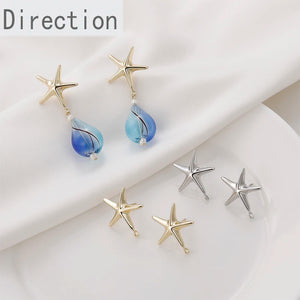 Marine Starfish Earrings 14k Copper-Plated Silver Needle DIY Jewelry