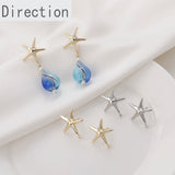 Marine Starfish Earrings 14k Copper-Plated Silver Needle DIY Jewelry
