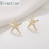 Marine Starfish Earrings 14k Copper-Plated Silver Needle DIY Jewelry