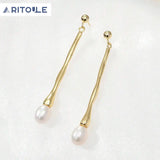 Copper-Plated 14K Color-Retaining Strip Drop Earrings
