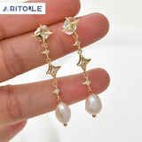 Copper Plated Zircon Star Earrings DIY Jewelry Material