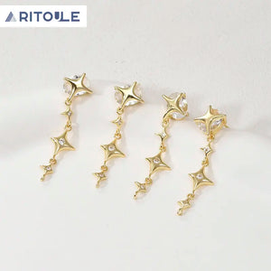 Copper Plated Zircon Star Earrings DIY Jewelry Material